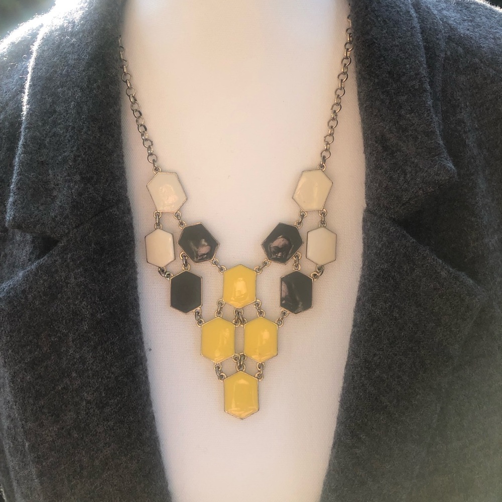 Elegant Yellow, Gray, and Cream Necklace